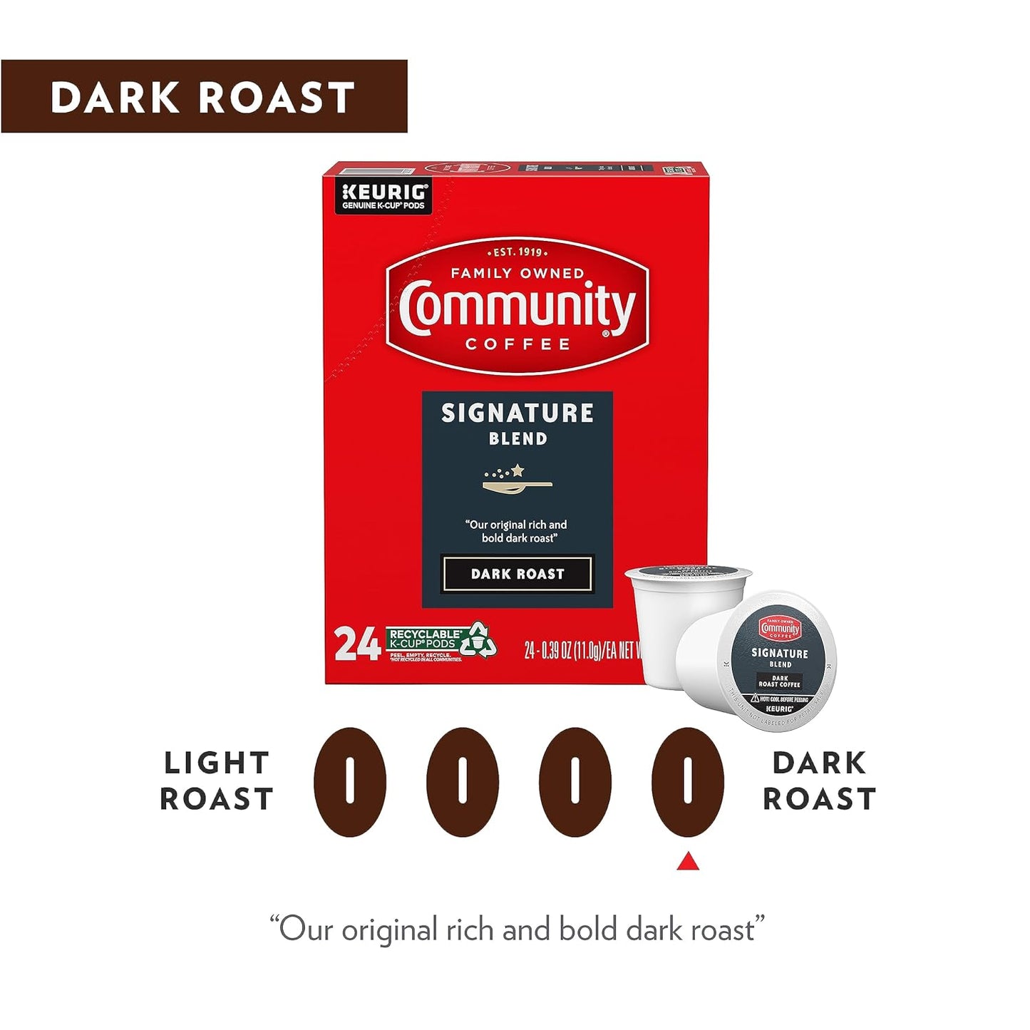 Community Coffee Signature Blend 60 Count Coffee Pods, Dark Roast, Compatible with Keurig 2.0 K-Cup Brewers, Box of 60 Pods