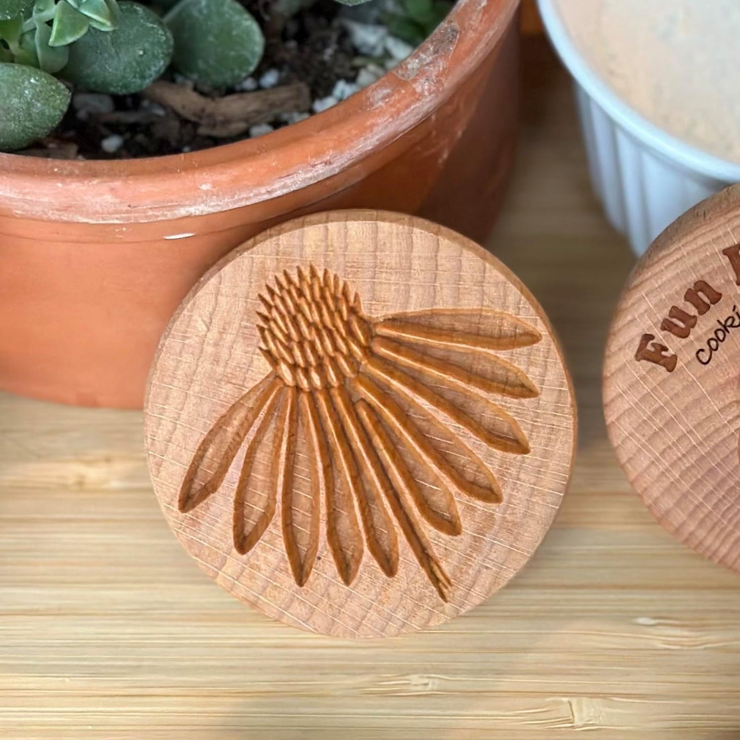 Wood Cookie Stamp, 2.5 Inch (Cone Flower CS-076)