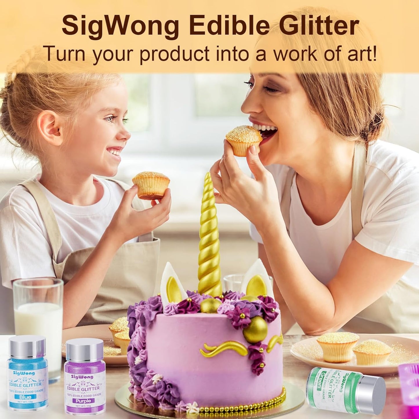 Green Edible Glitter - 15g Food Grade Luster Dust Powder, Cake Decorating Sprinkle Glimmery Dust for Drinks, Wine, Fondant, Chocolate, Candy, Cookie, Vegan