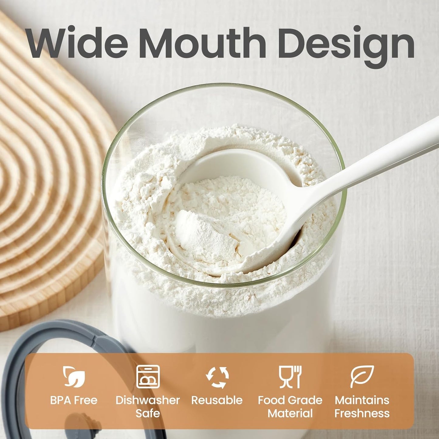 Extra-Large Glass Flour and Sugar Storage Containers with Airtight Lids,1-Gallon(135ozx2) Big Glass Food Canister Jars with Lid,Kitchen Organization Jar Perfect for Cookies,Cereal and Eggs