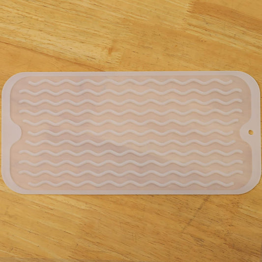Silicone Dish Drying Mat for Multiple Usage,Easy clean,Eco-friendly,Heat-resistant Silicone Mat for Kitchen Counter or Sink,Refrigerator or Drawer Liner Translucent S 12 inches x 6 inches