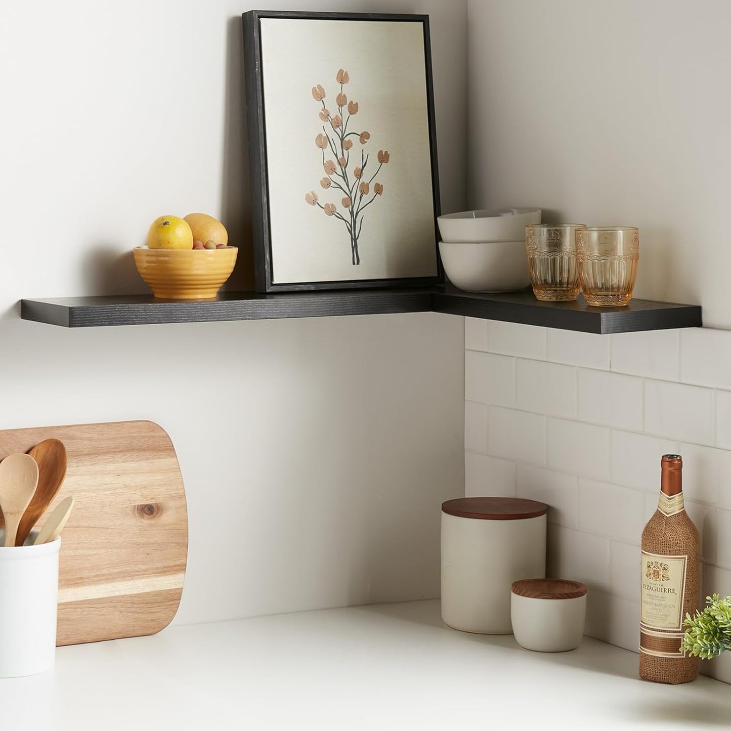 BAYKA Floating Shelves, 22.5 inch Rustic Wood Wall Mounted Shelves for Bathroom, Bedroom, Living Room, Kitchen & Office, Hanging Display Shelf with 22 lbs Capacity, for Decor, Display & Organizer