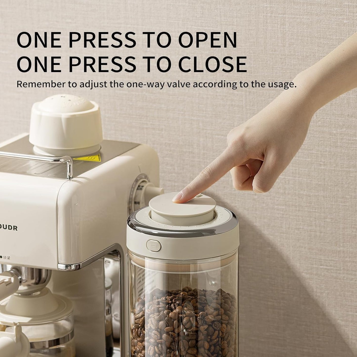 Coffee Canister with Premium Glass - Airtight Coffee Container with One-Way CO2 Valve and Freshness Tracker, Perfect for Coffee Bean Storage,(37 oz / 1100ml)