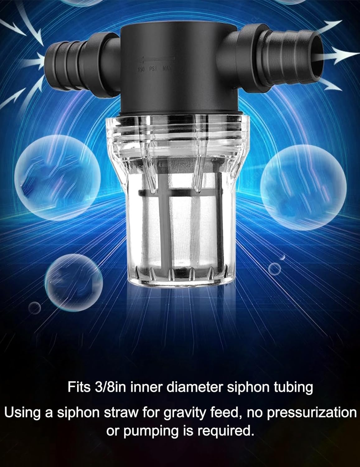 Inline Beer Filter, 80 Mesh 150 Micron Water Filter Plastic T Strainer Filtration Device, Gravity Feeding of Siphon Tube Brewing for Home Brewing Supplies (80 Mesh 180Micron)