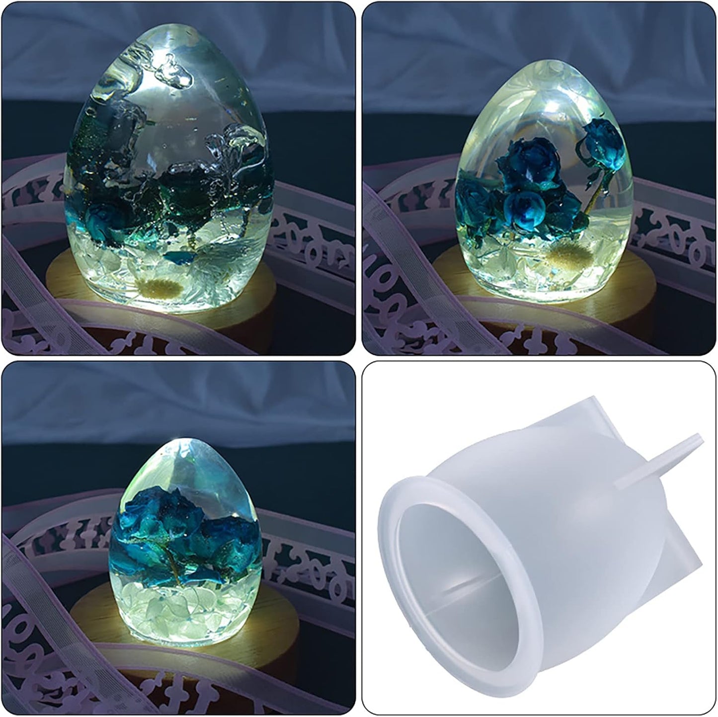 3 Pack Egg & Animal Shaped Resin & Silicone Molds - 3D Candle & Soap Mold Set for Table Decoration
