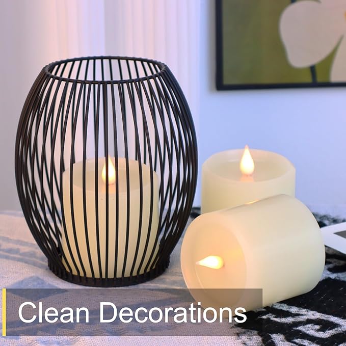 Flameless Candles Battery Operated with Remote Timer, 3D Moving Flame Flickering, Last 600+ Hours Battery Candles, Set of 3 Ivory Real Wax Electric LED Candle, 3" x 3"