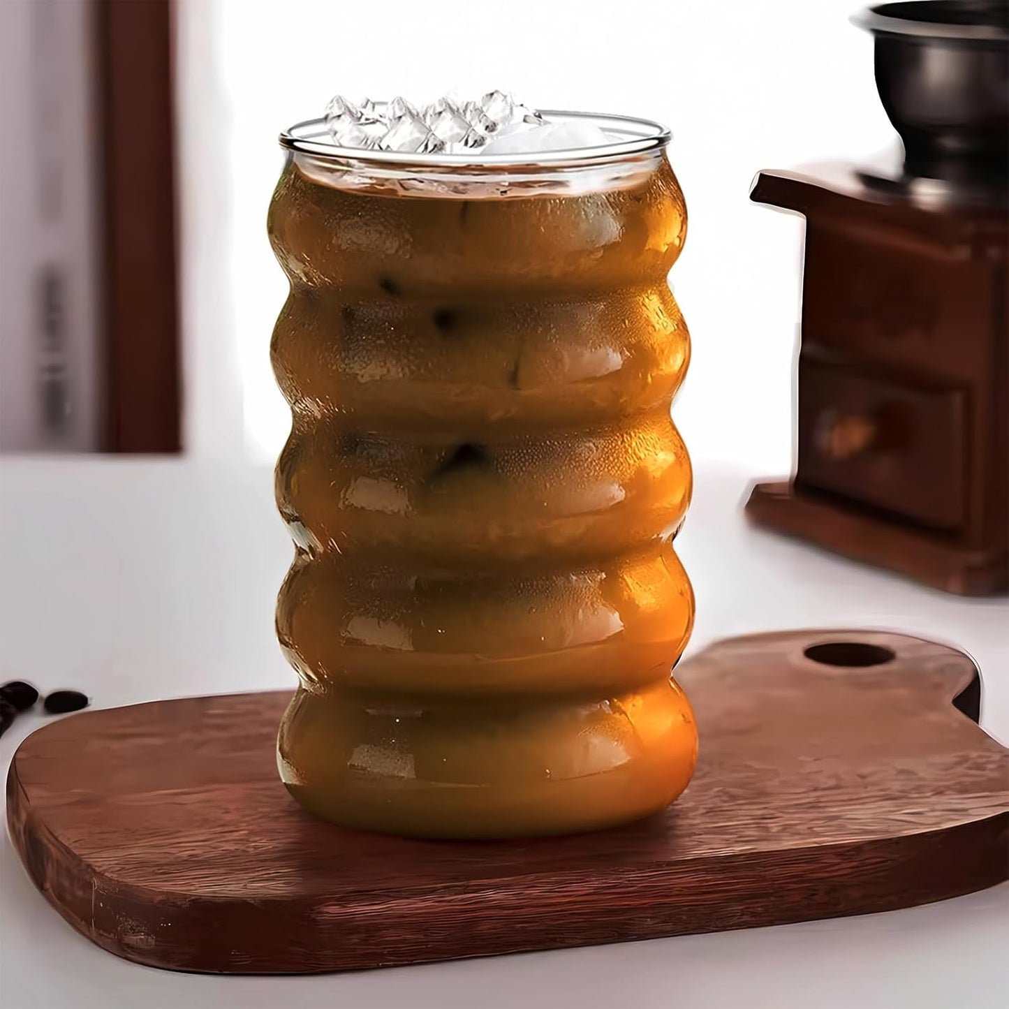 2 Pcs Drinking Glasses with Glass Straws, 19.5oz Iced Coffee, Milk Tea, Fruit Smoothie Glasses - Ideal for Water, Soda, Tea - Gift Set with Cleaning Brush