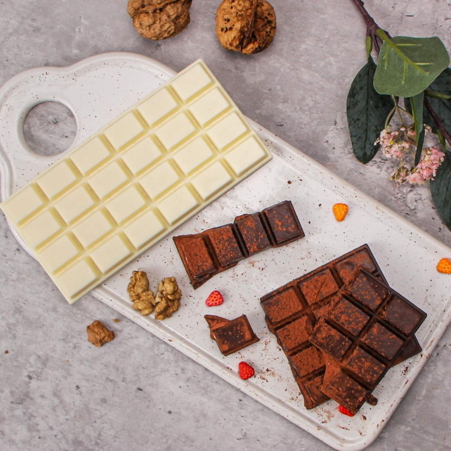 Webake Chocolate Bar Mold Silicone Break-Apart Candy Bar Molds 2 Pack for 4 Ounce Chocolate Chunk Protein Energy Bar Jumbo Chocolate Candy Bar, Easy Release Candy Molds Baking Pan