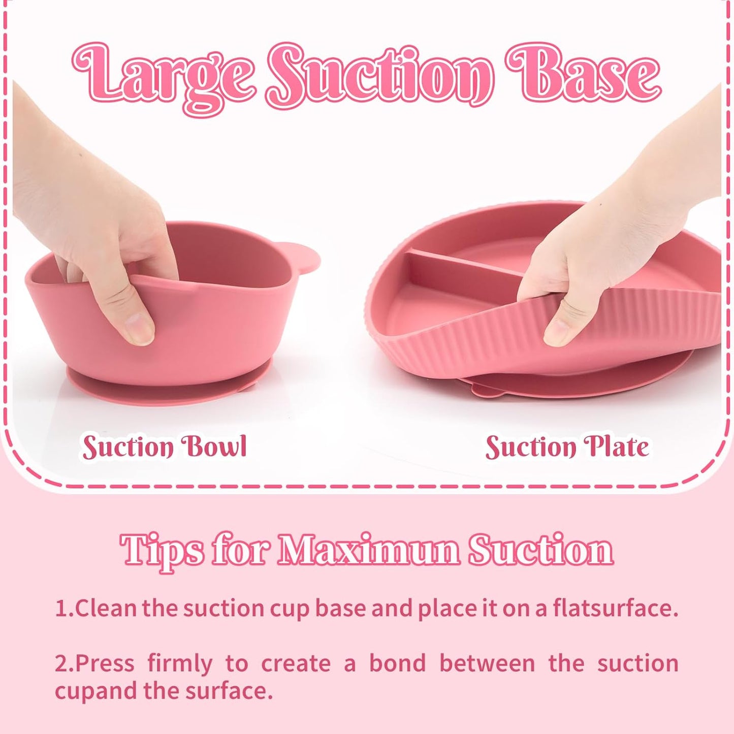 Silicone Baby Feeding Set, 10 Pcs, Baby Led Weaning Supplies, BPA Free, Red