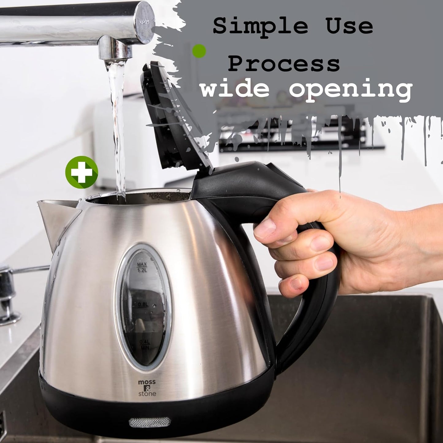 Moss & Stone 1.2L Stainless Steel Small Electric Kettle, Cordless 1500w Fast Boiling Pot, Portable Hot Water Electric Tea Kettle With Boil Dry Protection & Auto Shut-Off