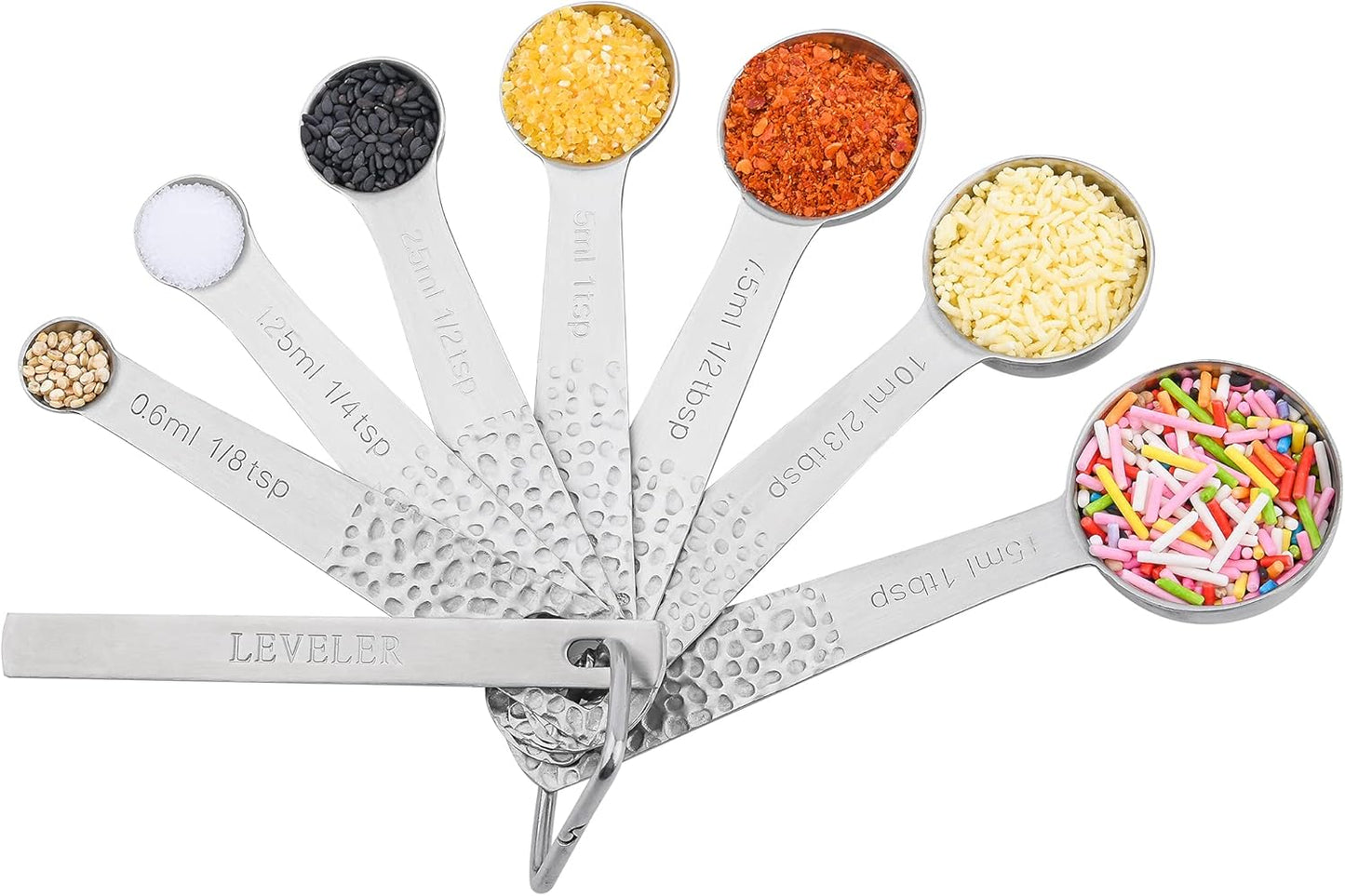 Measuring Cups and Spoons Set 14, 18/8 Stainless Steel Measuring Cups and Spoons Set for Baking & Kitchen, Metric & US Metal 6 Measuring Cups and 7 Measuring Spoons with 1 Leveler