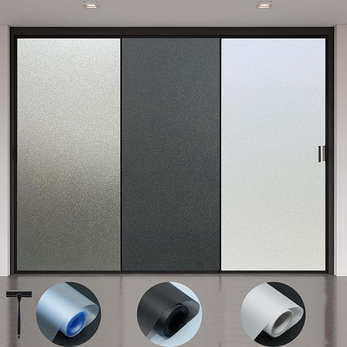 Window Privacy Film with Installation Tools, Static Cling, Anti UV, Heat Control, Ideal for Home Shower Office Glass Door (White Frosted, 17.5X78.7Inch)