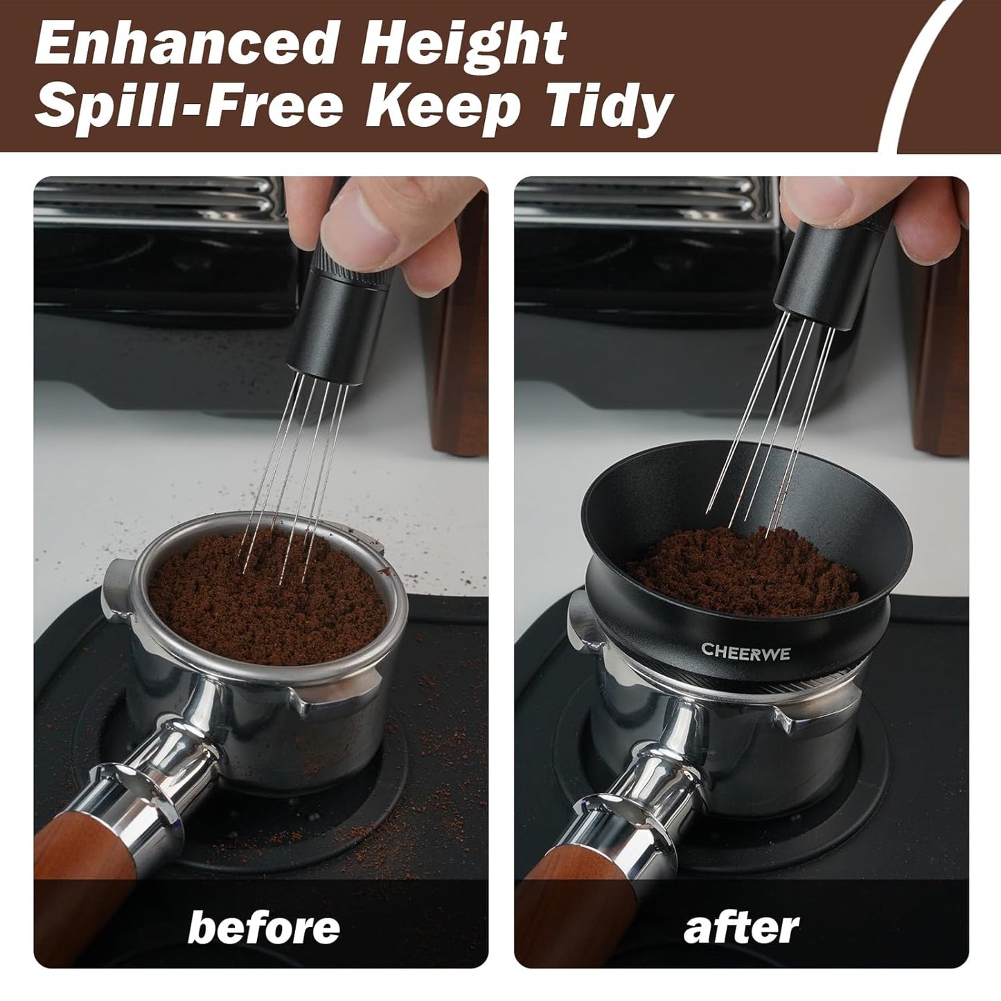 51mm Magnetic Espresso Dosing Funnel, Espresso Coffee Dosing Ring, 25mm Anodized Aluminum Dosing Funnel with 8 Magnets Compatible with 51mm Portafilter