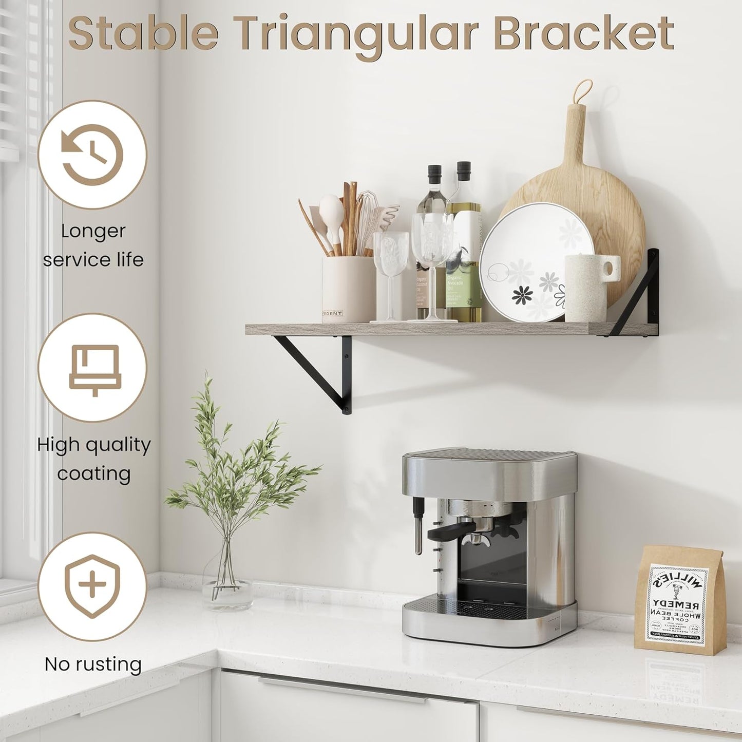 Dreamland Deep Floating Shelves for Wall, Grey Wood Wall Mounted Shelves, Large Floating Shelf 12 * 24 inchSet of 2 for Bookshelf Living Room Bedroom Home Office Bathroom