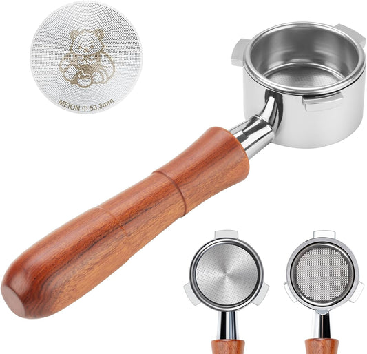 MEION 54mm Bottomless Portafilter Compatible with Breville Barista Express Machines, Sage, Barista Pro, BES870XL, BES878, BES880, Espresso Portafilter with 18g Filter Basket & Puck Screen