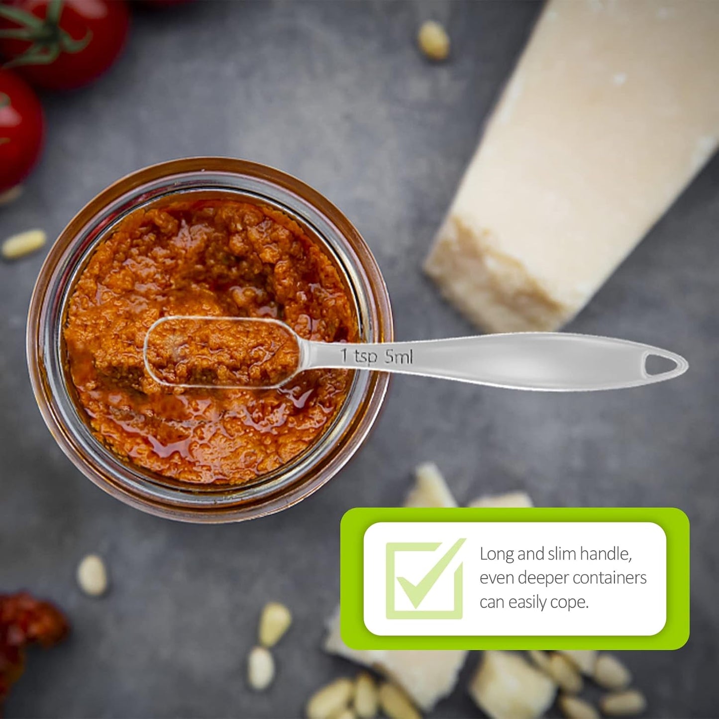 2PCS 3/4Teaspoon (3.75ml) Single Measuring Spoon, Individual Stainless Steel Long Handle Measure Tablespoon Only