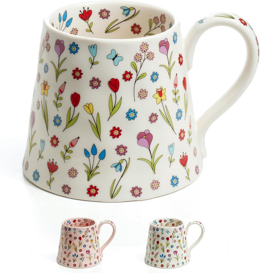 Ceramic Coffee Mug, Cute Creative Cup w/Unique Design Home Office, 12 oz Latte Tea Milk Gift for Women Girls Friend (White)