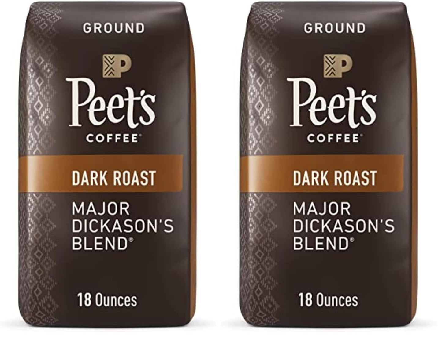 Peet's Coffee, Dark Roast Ground Coffee - Major Dickason's Blend 36 Ounces (2 Bags of 18 Ounces)