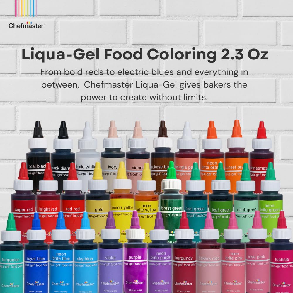 Chefmaster Super Red Liqua-Gel® Food Coloring | Vibrant Color | Professional-Grade Dye for Icing, Frosting, Fondant | Baking & Decorating | Fade-Resistant | Easy-to-Use | Made in USA | 2.3 oz