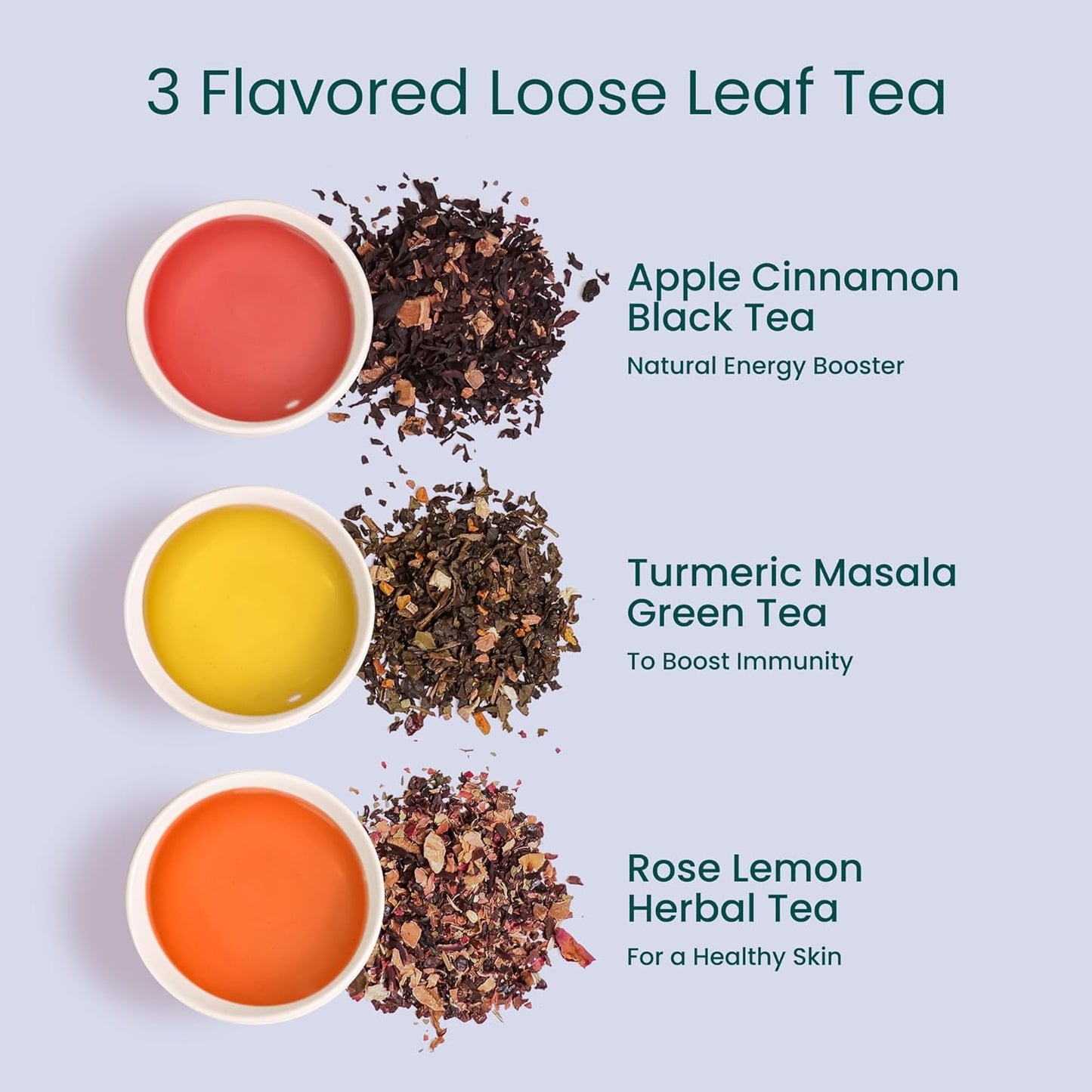 Teaniru, Novelty Tea Collection – Pack of 200 | Loose Leaf Tea Sampler Gift | 3 Flavored Tea - Black, Herbal & Green Tea | Loose Leaf Tea Gift Set for Corporate Gifting