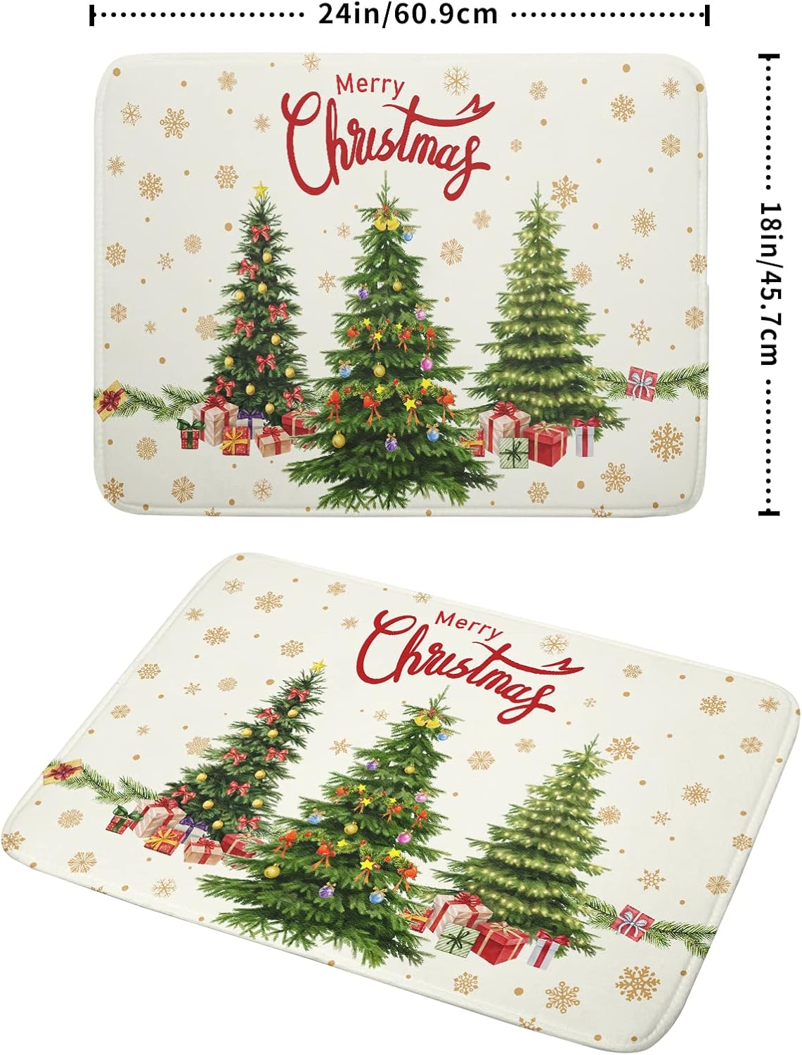 Christmas Tree Dish Drying Mat 18x24 for Winter Xmas Tree Snowflake Kitchen Counter Decor Absorbent Reversible Microfiber Xmas Tree Dishes Pad Dish Drainer Rack Mats Kitchen Accessories