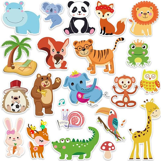 Window Clings Stickers for Kids Window Gel Clings Decals Thick Gel Clings Toddlers and Adults Classroom Home Nursery Airplane Birthday Party Supplies (Jungle Animals)