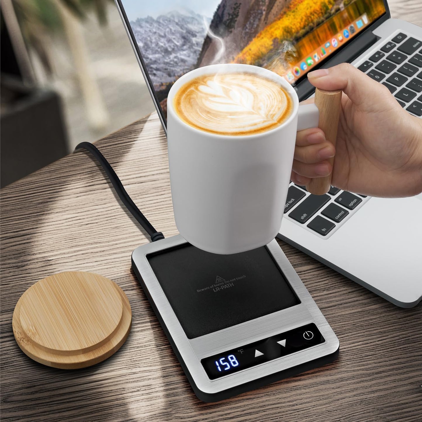 Coffee Mug Warmer & Mug Set 2025, Heated Cup for Desk with Temperature Control and Smart Auto Shut Off, 14oz