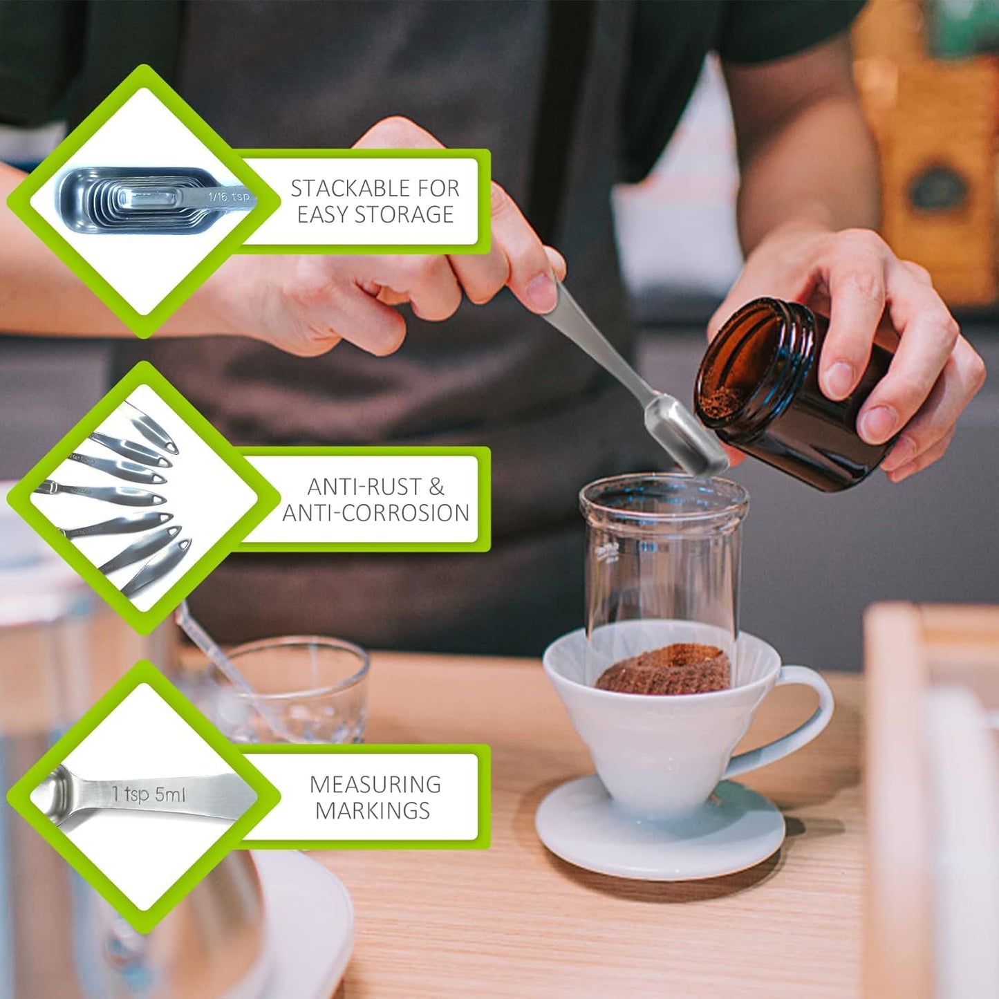 1PCS 1/8Teaspoon (0.63ml) Single Measuring Spoon, Individual Stainless Steel Long Handle Measure Tablespoon Only