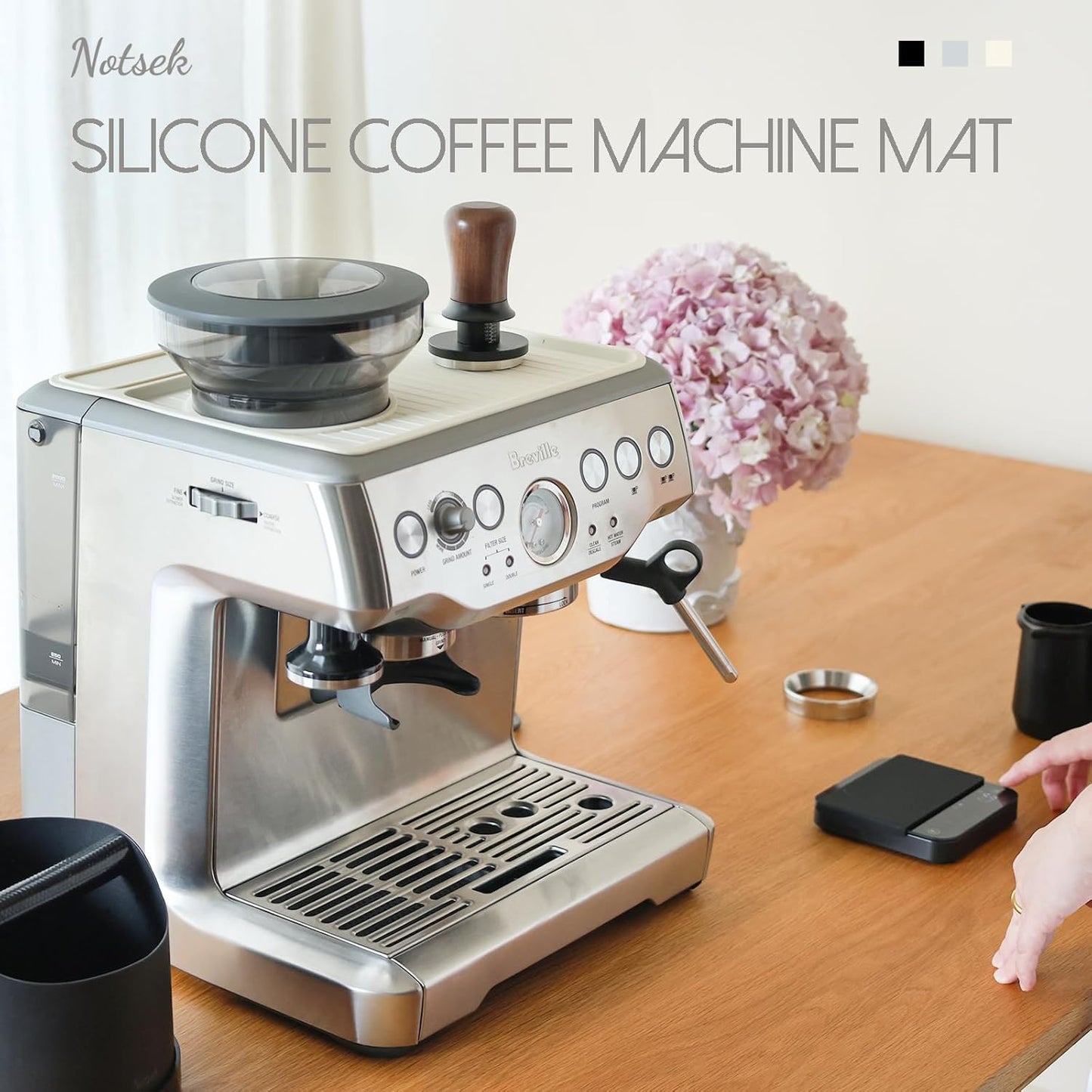 NOTSEK Tamping Mat for Breville 870/880, Silicone Top Mat for Breville Espresso Machine Accessories, Prevent Scratching, Beige