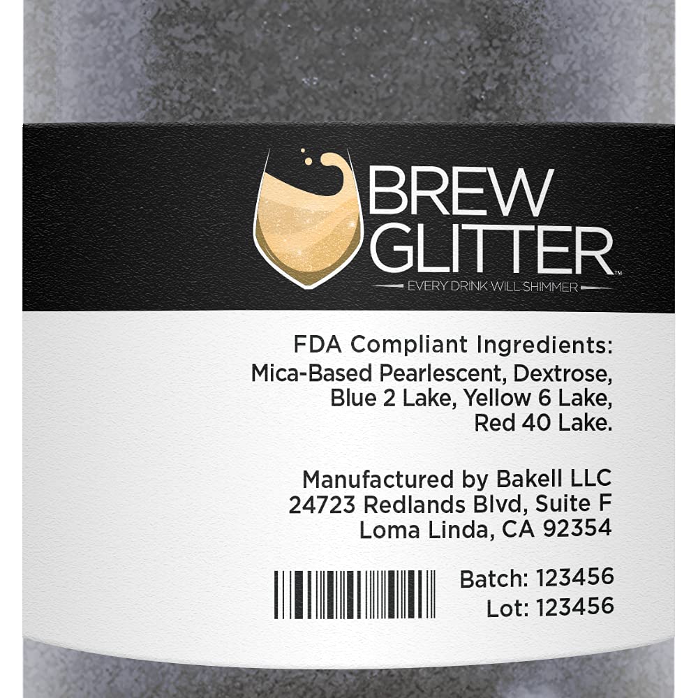 Black Shimmer BREW GLITTER Edible Glitter For Drinks, Cocktails, Beer, Garnish Glitter & Beverages | KOSHER & HALAL Certified | 100% Edible & Food Grade | Vegan, Gluten, Nut Free (50g, Black Shimmer)