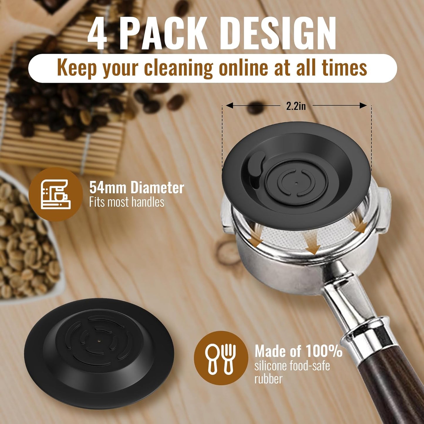BOGDA Espresso Backflush Cleaning Disc 54mm, 4 Pack Fit For Bre-Ville Cleaning Disc And Bre-Ville Part BES870XL/11.2 Rubber Disks, BES870XL/ BES878BSS/ BES880 etc