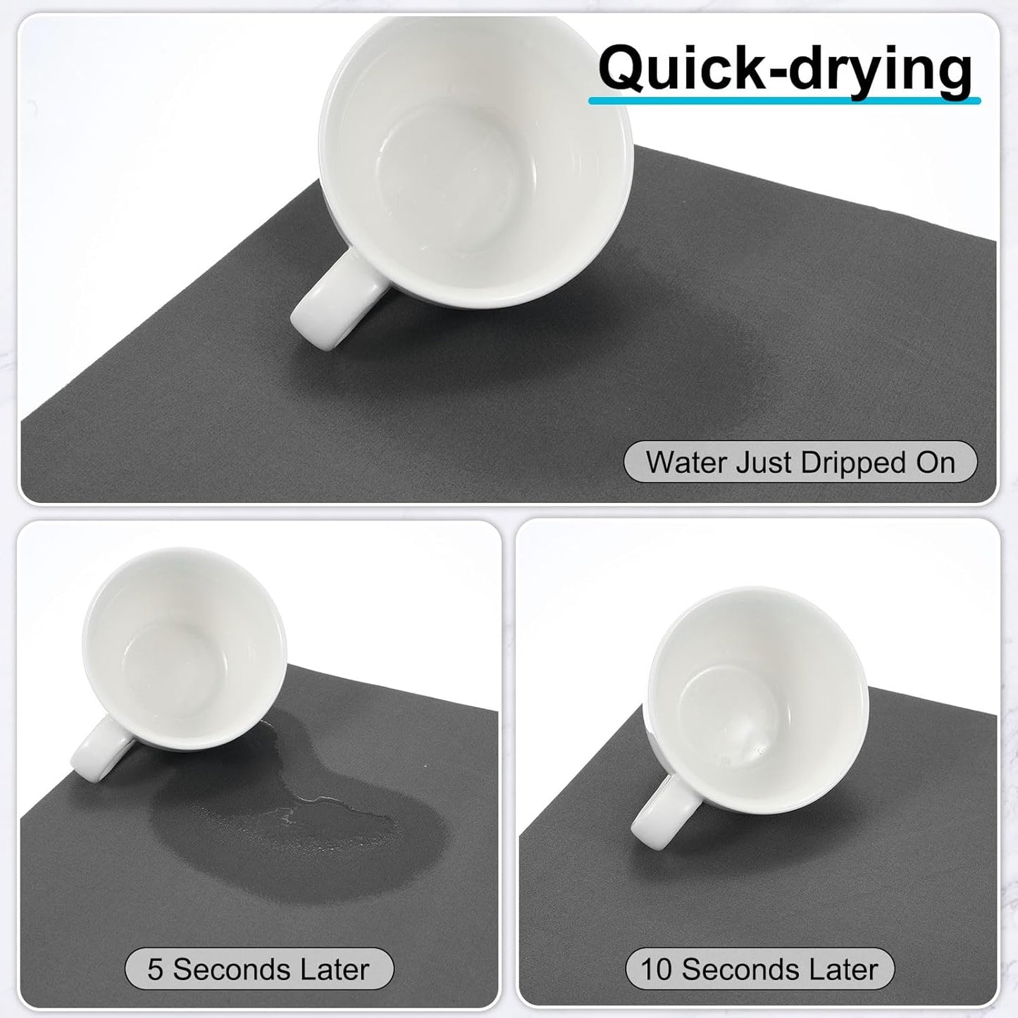 uxcell Silicone Mats for Kitchen Counter, 23.6" x 15.7" Non-Slip Countertop Protector Mat Heat Resistant Coffee Mat Waterproof Table Placemat, Dark Gray