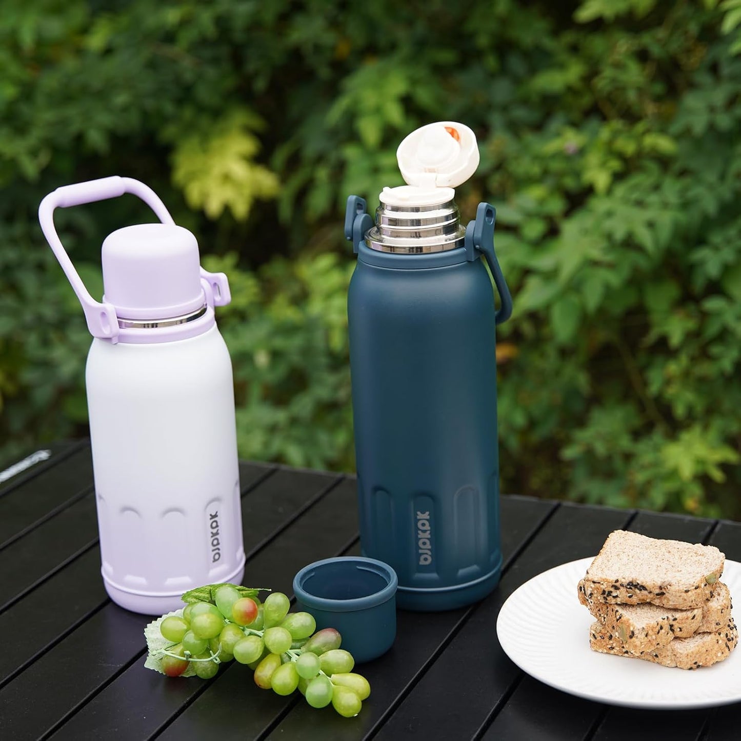 BJPKPK Insulated 50oz Thermos Water Bottle BPA Free With Lid and Carry Handle Stainless Steel Water Bottles for Outdoor Sports,Navy Blue