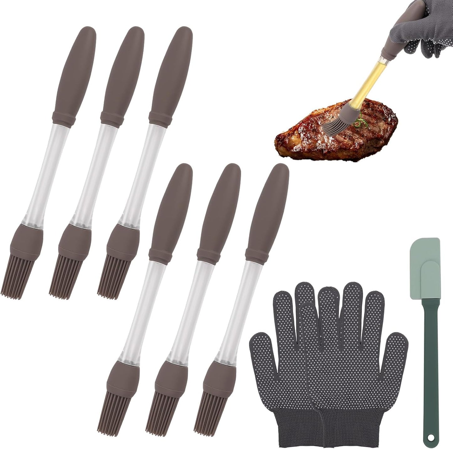 8 Pcs Silicone Brush Cooking Set, Heat Pastry Basting Brush for Home Outdoor Use Cooking BBQ Barbecue Baking