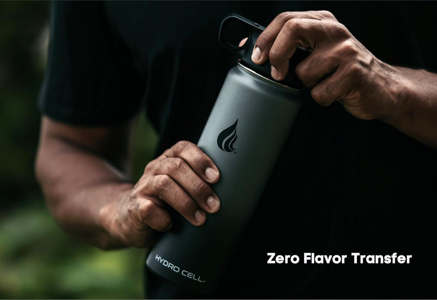 HYDRO CELL Stainless Steel Insulated Water Bottle with Straw - For Cold & Hot Drinks - Metal Vacuum Flask with Screw Cap and Modern Leakproof Sport Thermos for Adults (Graphite/Black 18oz)