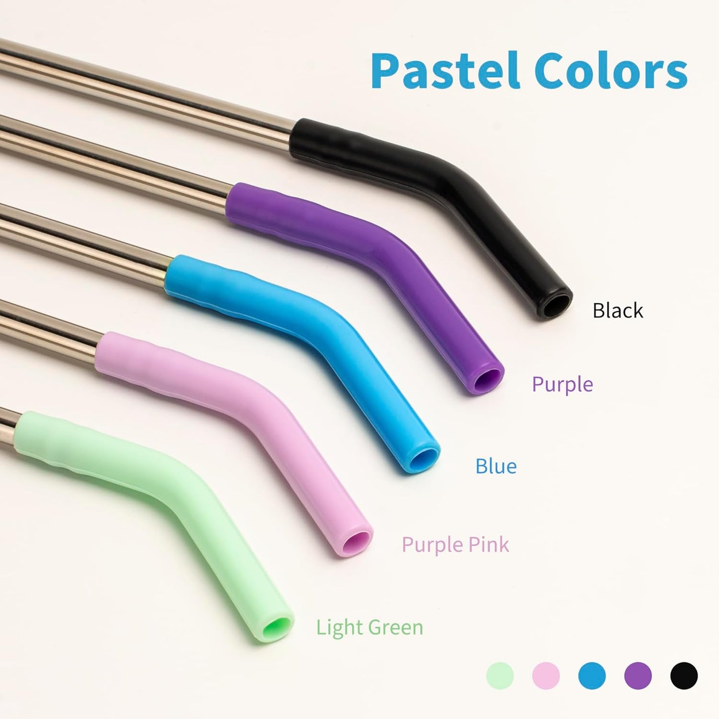 Metal Straws Reusable With Silicone Tips for Yeti 20 oz Tumbler, 8.5" Stainless Steel Straight Drinking Straw- 2 Cleaning Brushes & 1 Portable Bag