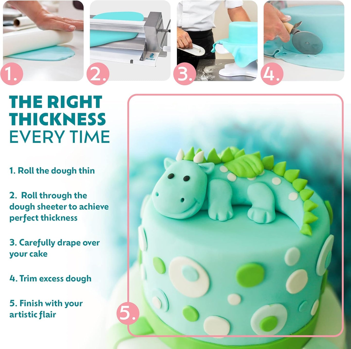 Manual Dough Sheeter Machine - Sfogliafacile NSF Manual Pasta Maker Machine for Icing, Marzipan and Puff Pastry | Easy Install Dough Sheeter Machine for Home or Small Commercial Kitchens