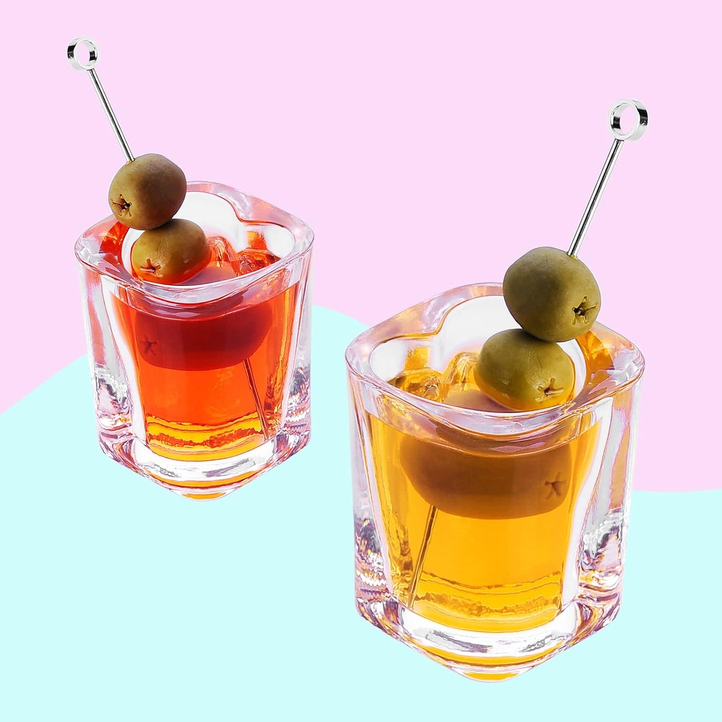 2oz Heavy Base Shot Glasses, Sets of 6/Heart Shaped Clear Tequila Shots/Square Shot /Espresso Shot Glass/Bulk Shot Glasses