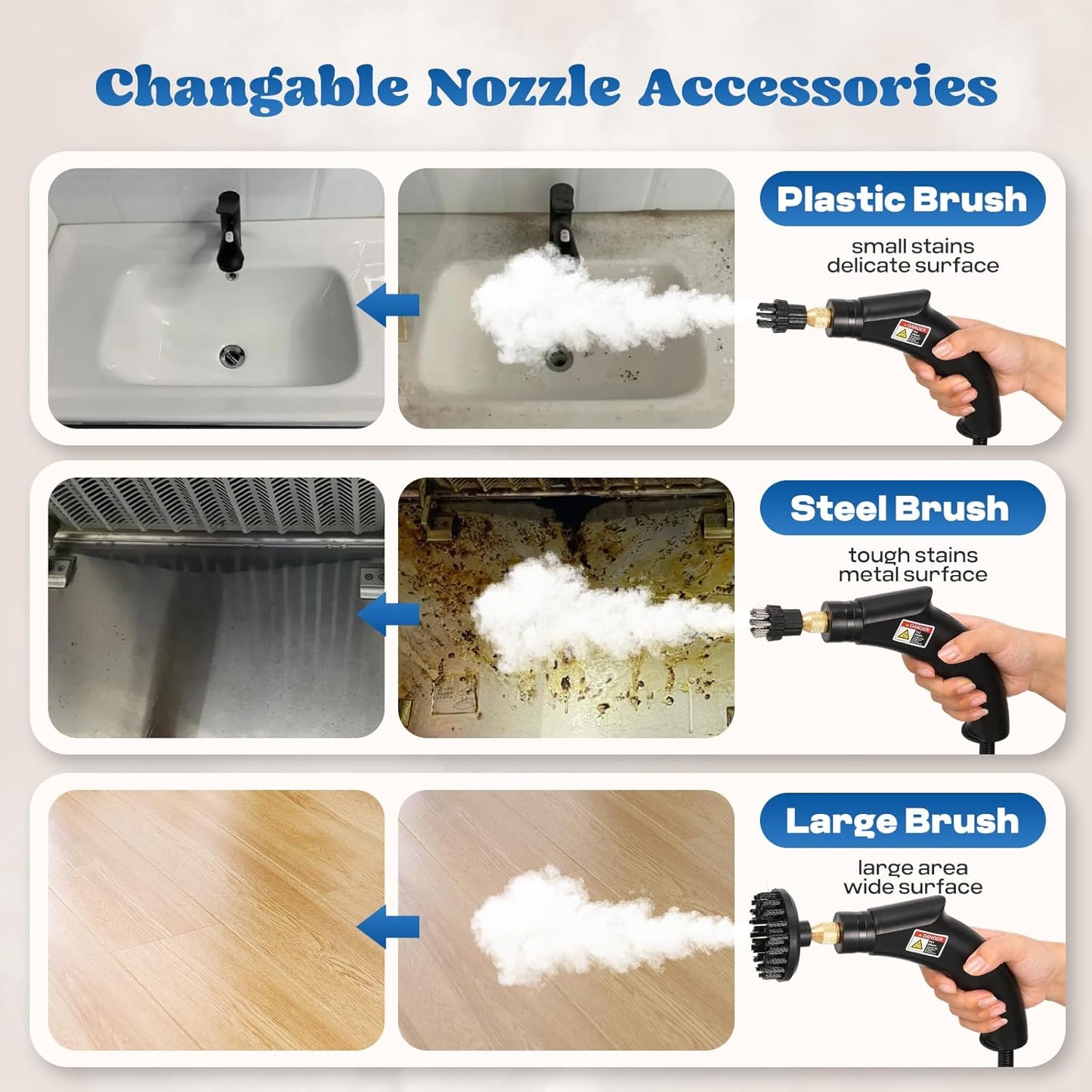 Moongiantgo Handheld Steam Cleaner High Pressure Timed Steamer for Cleaning for Home Kitchen Upholstery, Portable Pressurized Cleaning Machine for Car Detailing, Bathroom Grout Tile, 1200ml