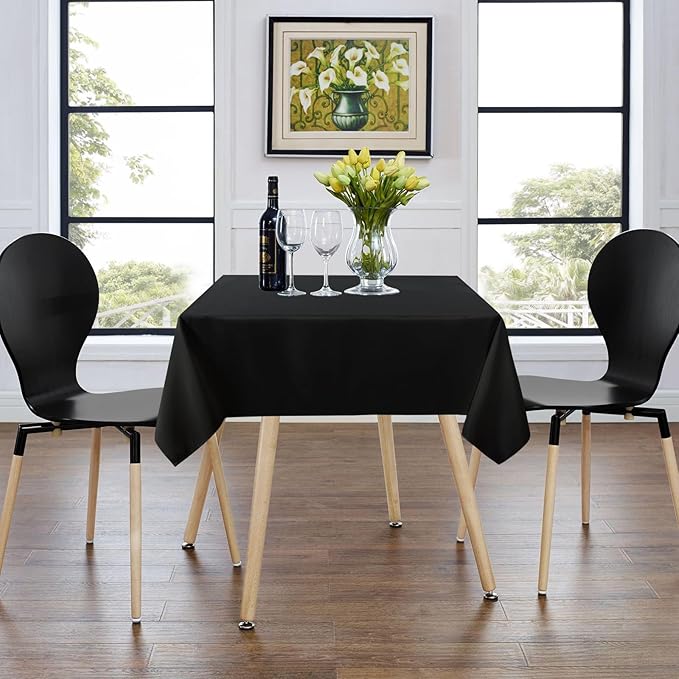 sancua Small Square Tablecloth 36 x 36 Inch Black, Stain and Wrinkle Resistant Washable Polyester Table Cloth for Dining Buffet Party Decorative Fabric Table Cover for Nightstand End Bedside Tables
