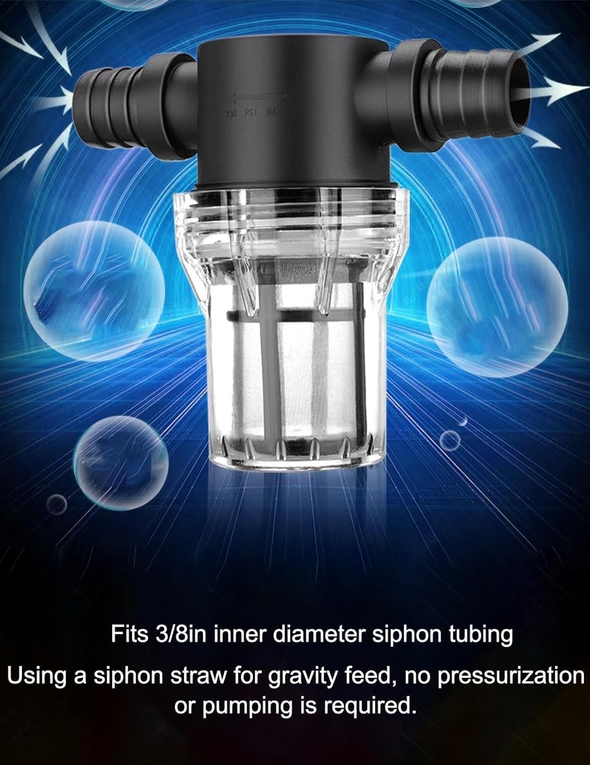 Inline Beer Filter, 100 Mesh 150 Micron Water Filter Plastic T Strainer Filtration Device, Gravity Feeding of Siphon Tube Brewing for Home Brewing Supplies (100 Mesh 150 Micron)