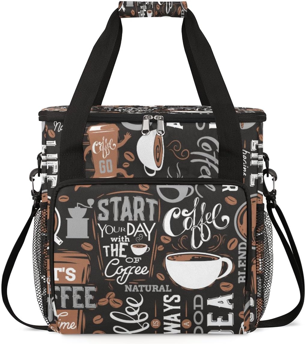 cfpolar Coffee Maker Storage Bag, Waterproof Travel Carrying Storage Tote Bag Organizer Case, Compatible with K-Mini or K-Mini Plus, And Suitable for Other Accessories， With Pockets for K-Cup Pods