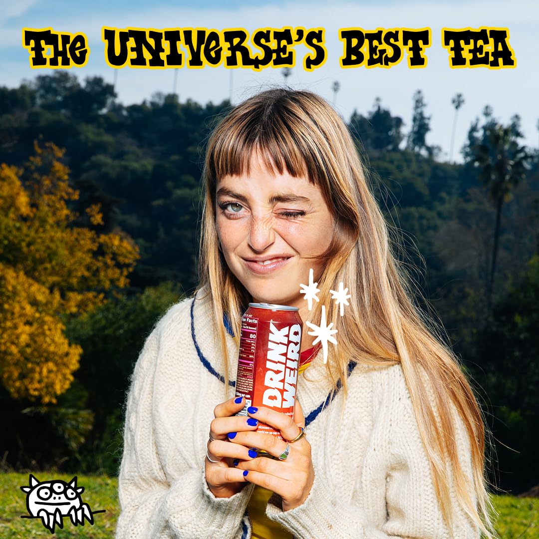 Drink Weird Organic Agua de Jamaica Hibiscus Black Tea – 16oz Cans, 160mg Organic Caffeine, Pack of 12 – Bold & Refreshing Energy Drink Alternative