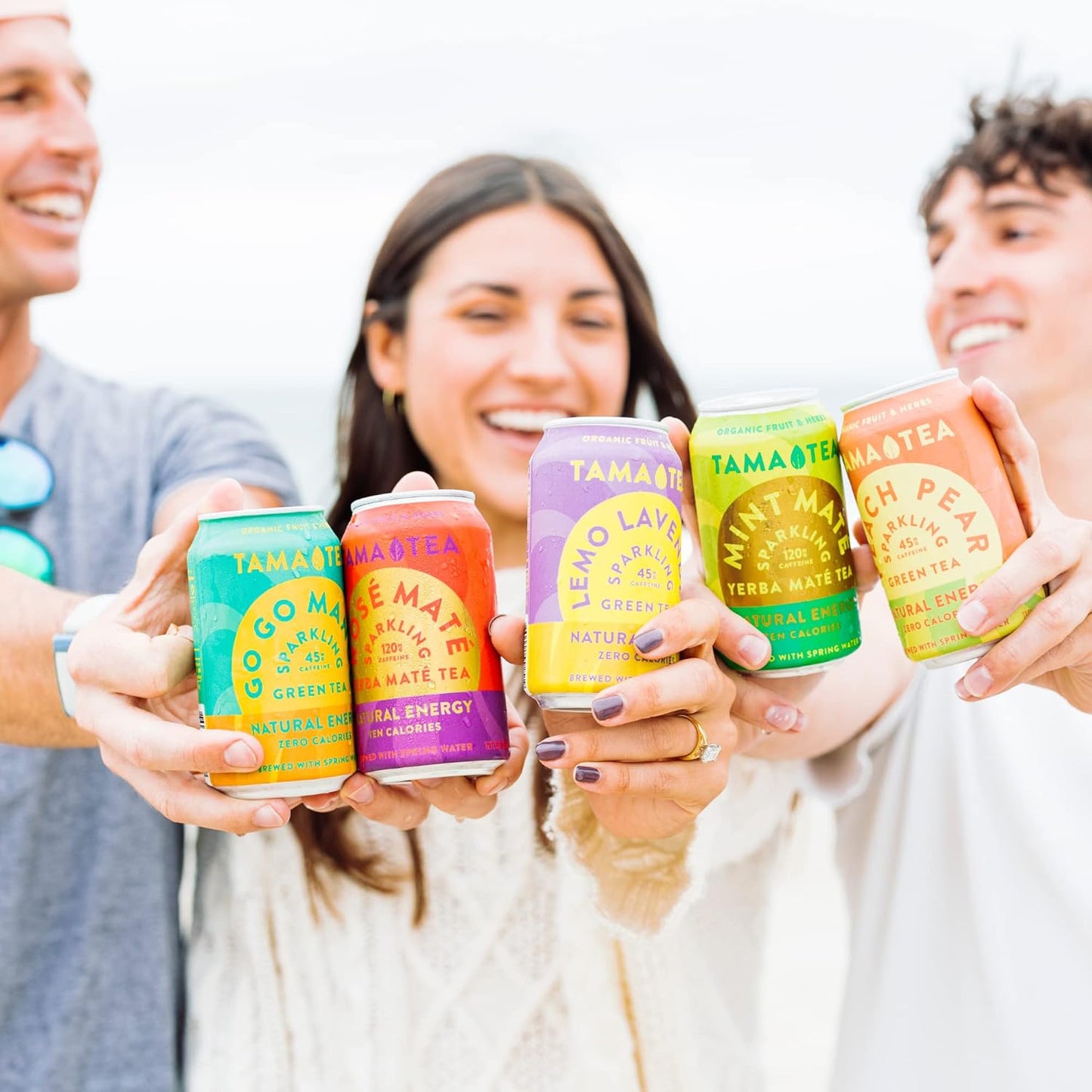 Sparkling Mint Yerba Mate by Tama Tea - Unsweetened Natural Energy Drink with Real Fruit & Herbs - Healthy Caffeine Drink Alternative - 120mg of Brain-Boosting Caffeine, 10 Calories - 12oz Pack of 12