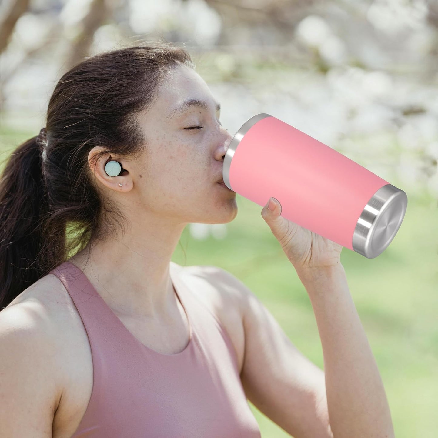 20oz Tumbler Bulk Stainless Steel Tumbler Cup with Lid Vacuum Insulated Double Wall Travel Mug, Durable Powder Coated Travel Coffee Tumbler Mug for Hot & Cold Drinks, Pink,8 Pack