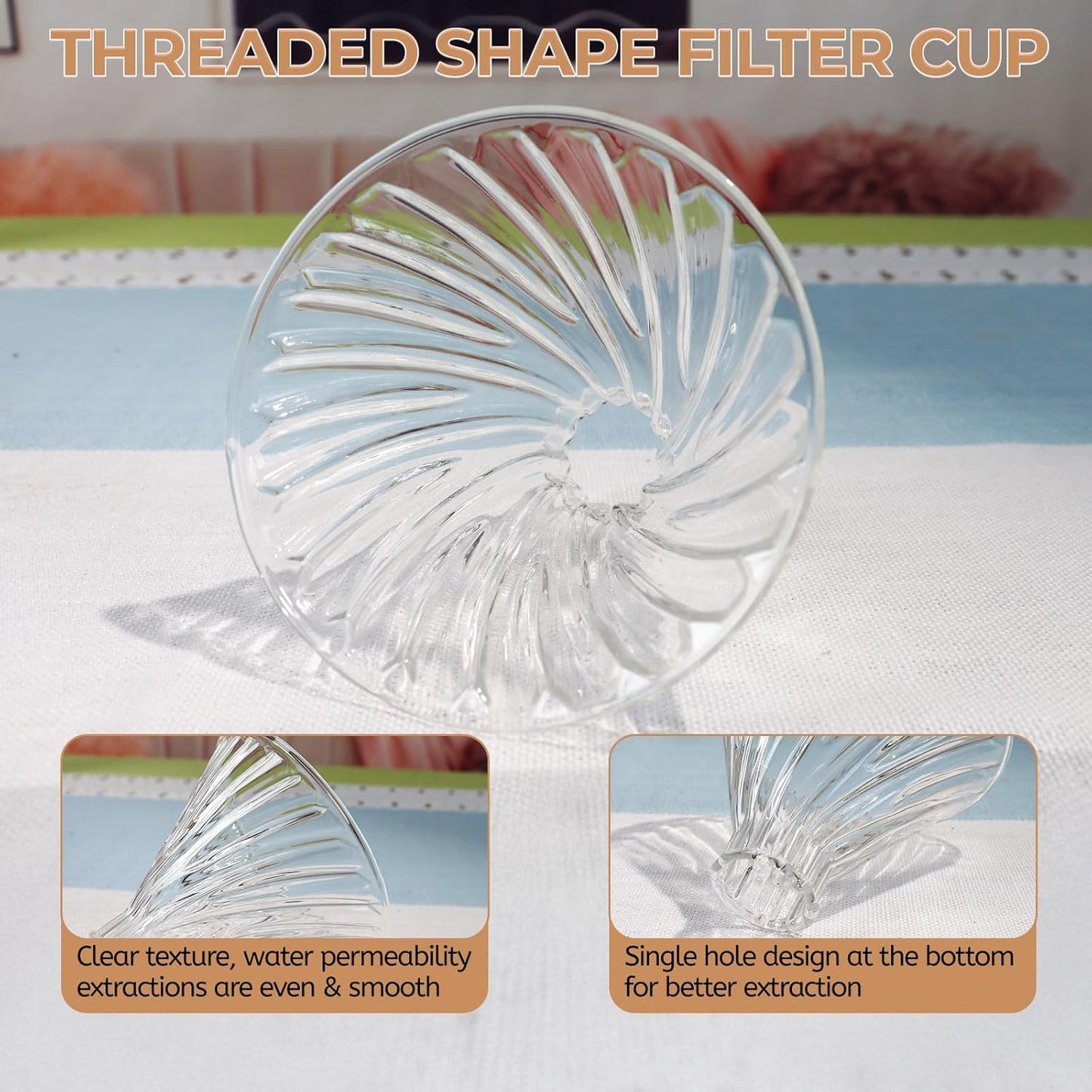 Pour Over Coffee Maker 400ml Borosilicate Glass Drip Coffeemaker Server Set with 50pcs V60 Cone Paper Filters Walnut Collar Glass Lid Clear Hand Brew Dripper Carafe for Home Camping Travel 13.53oz