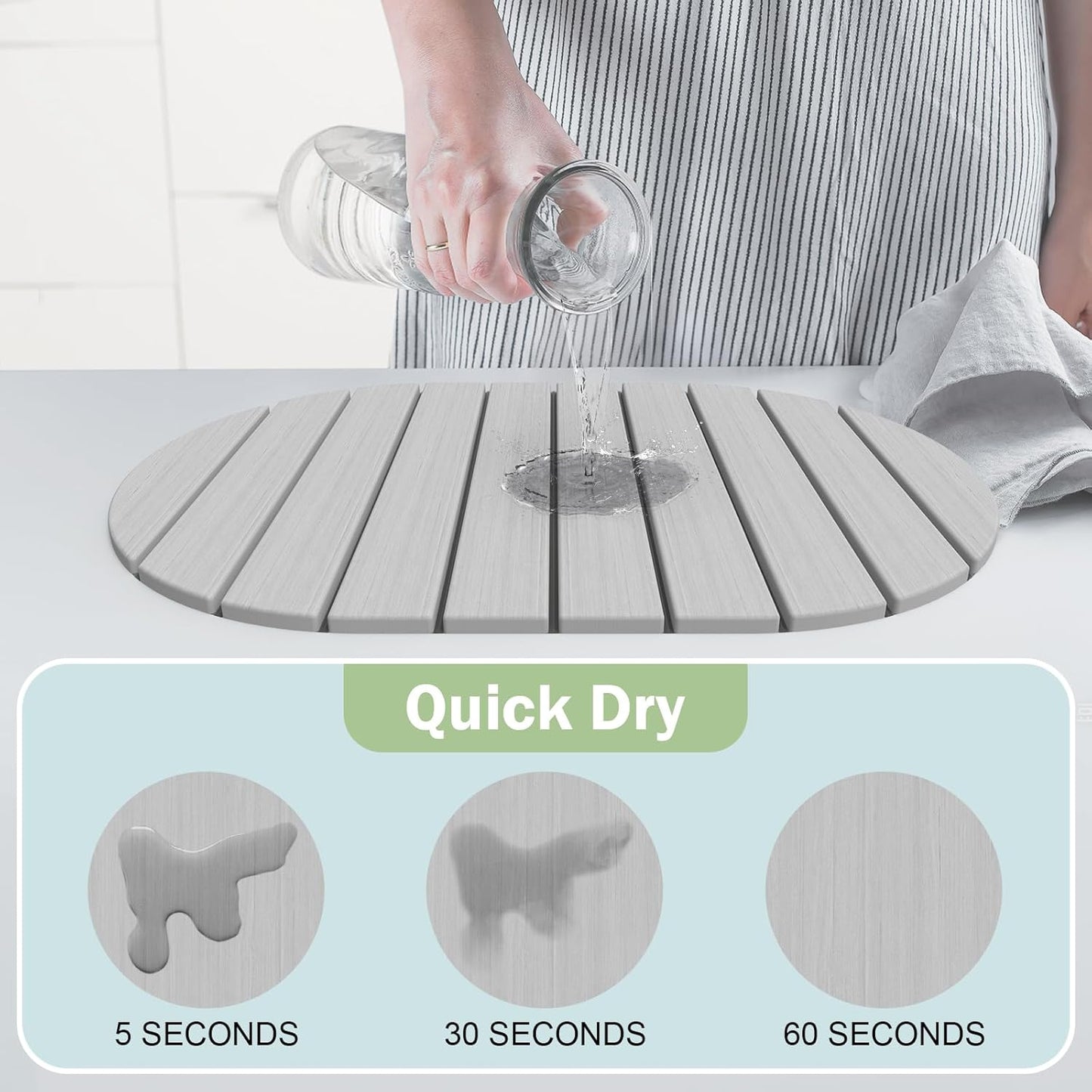 Stone Dish Drying Mat for Kitchen Counter,24"(L)×16"(W) Collapsible Fast-Drying Diatomaceous Earth Mats with Towel Sanding Tool,Versatile Stone Drying Mats for Cups Dishes Bottles