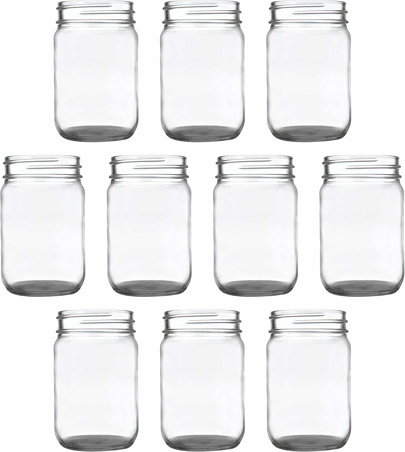 DISCOUNT PROMOS Decorating Mason Jars 12 oz. Set of 10, Bulk Pack - Glass Jars for Overnight Oats, Candies, Fruits, Pickles, Spices, Beverages - Black