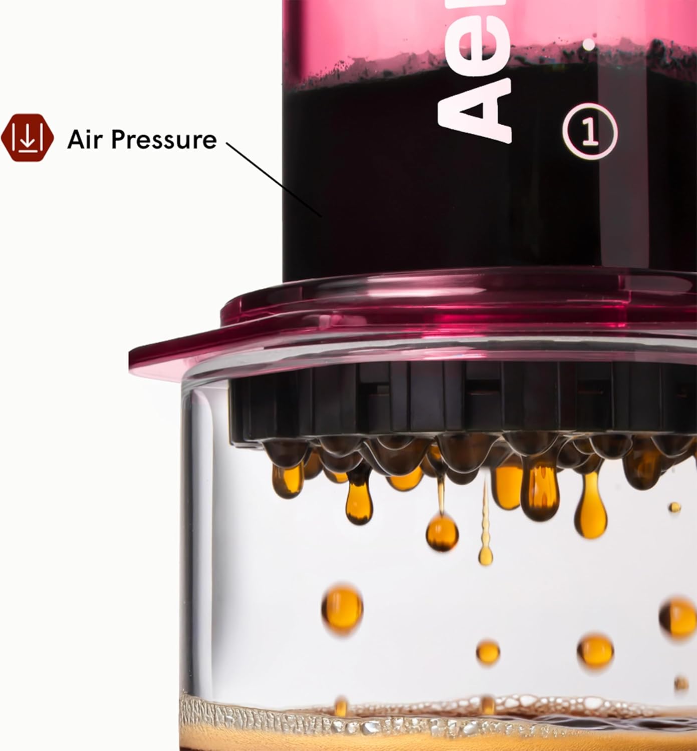 AeroPress Clear Pink Coffee Press – 3 In 1 Brew Method Combines French Press, Espresso, Full Bodied Coffee Without Grit or Bitterness, Small Portable Coffee Maker for Camping & Travel, Pink