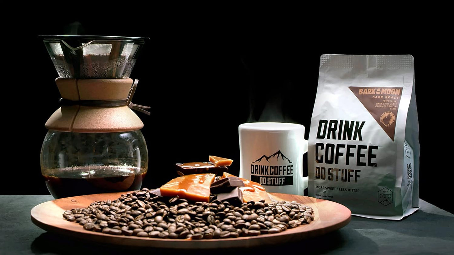 DRINK COFFEE DO STUFF, Blend, 2 Pound Bag, Whole Bean, Dark Roast, Sweet, Chocolate, Caffeine, Organic, Lake Tahoe Coffee (Bark at the Moon)